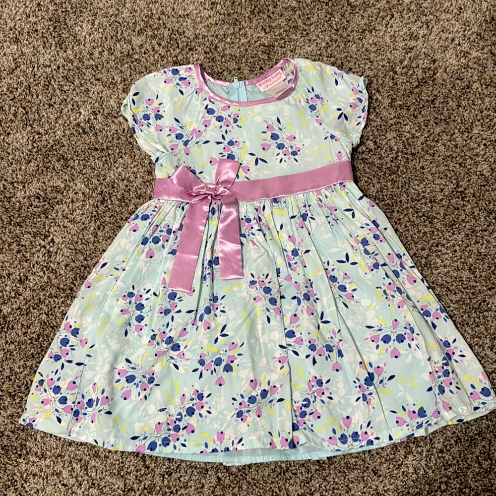BittyBaby by AmericalGirl dress blue with flowers. Size 4 very soft.